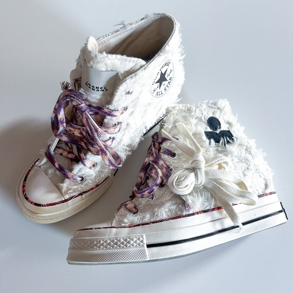 NWOB Converse x Isabel Marant Chuck 70 Textured Wedge High Top Sneakers Size 7.5 - Picture 2 of 10